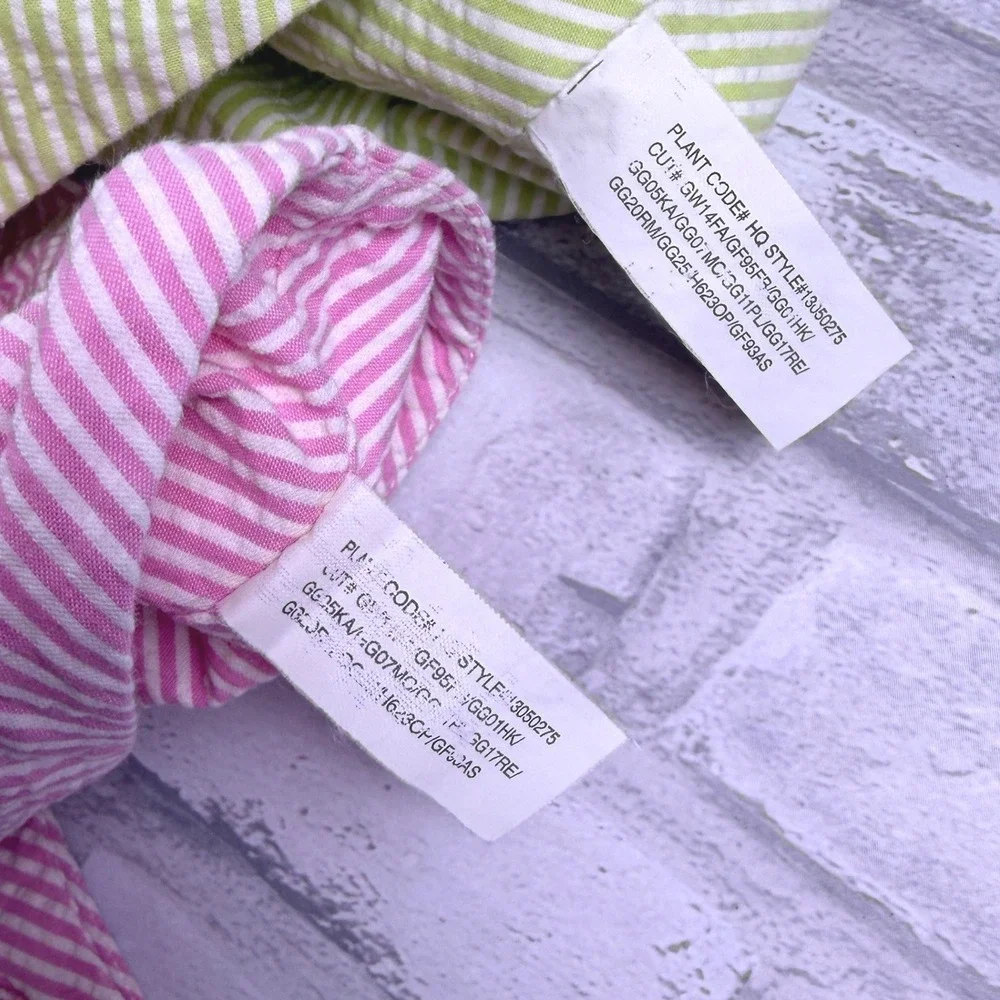 Ralph Lauren Seersucker Skirts Girls 10 Pink Green Striped Pleated Set EUC
